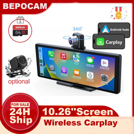 10.26" Portable Car Stereo with Apple CarPlay & Android Auto