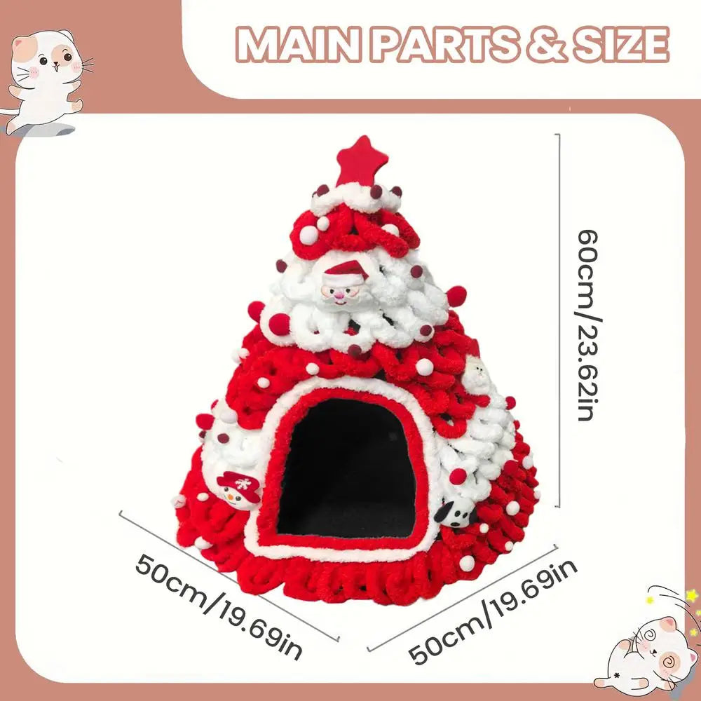 Christmas Tree Knit Cat Cave Bed - Winter Shelter – photo 8