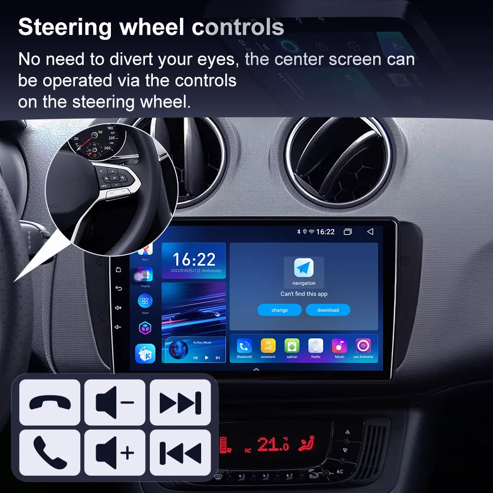 9" Android Car Stereo for Seat Ibiza MK4 6J (2008–2015) — CarPlay, Android Auto, GPS, 4G, WiFi