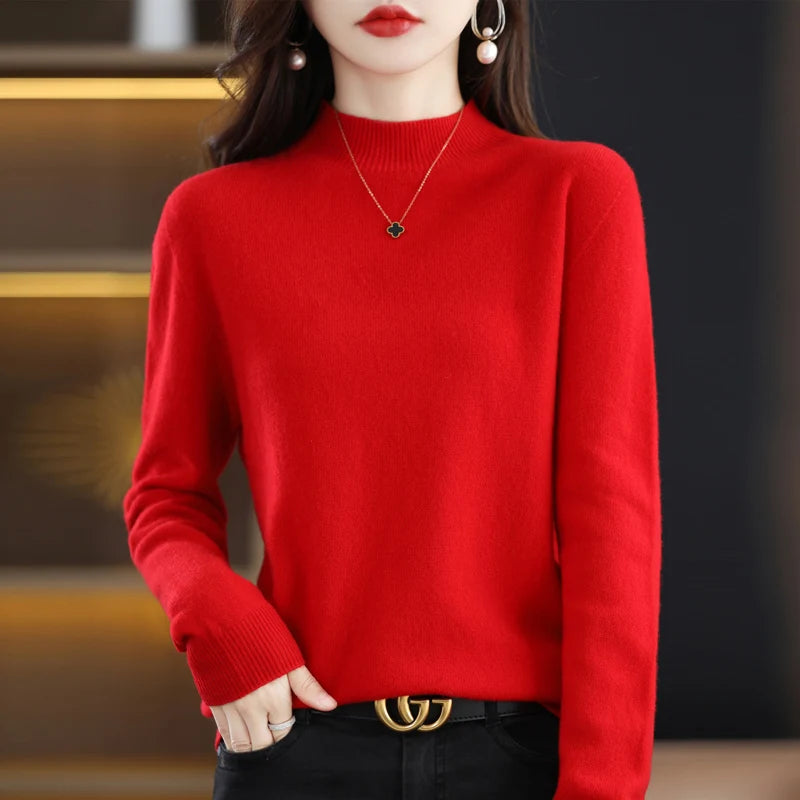Women's Merino Wool Mock Neck Sweater