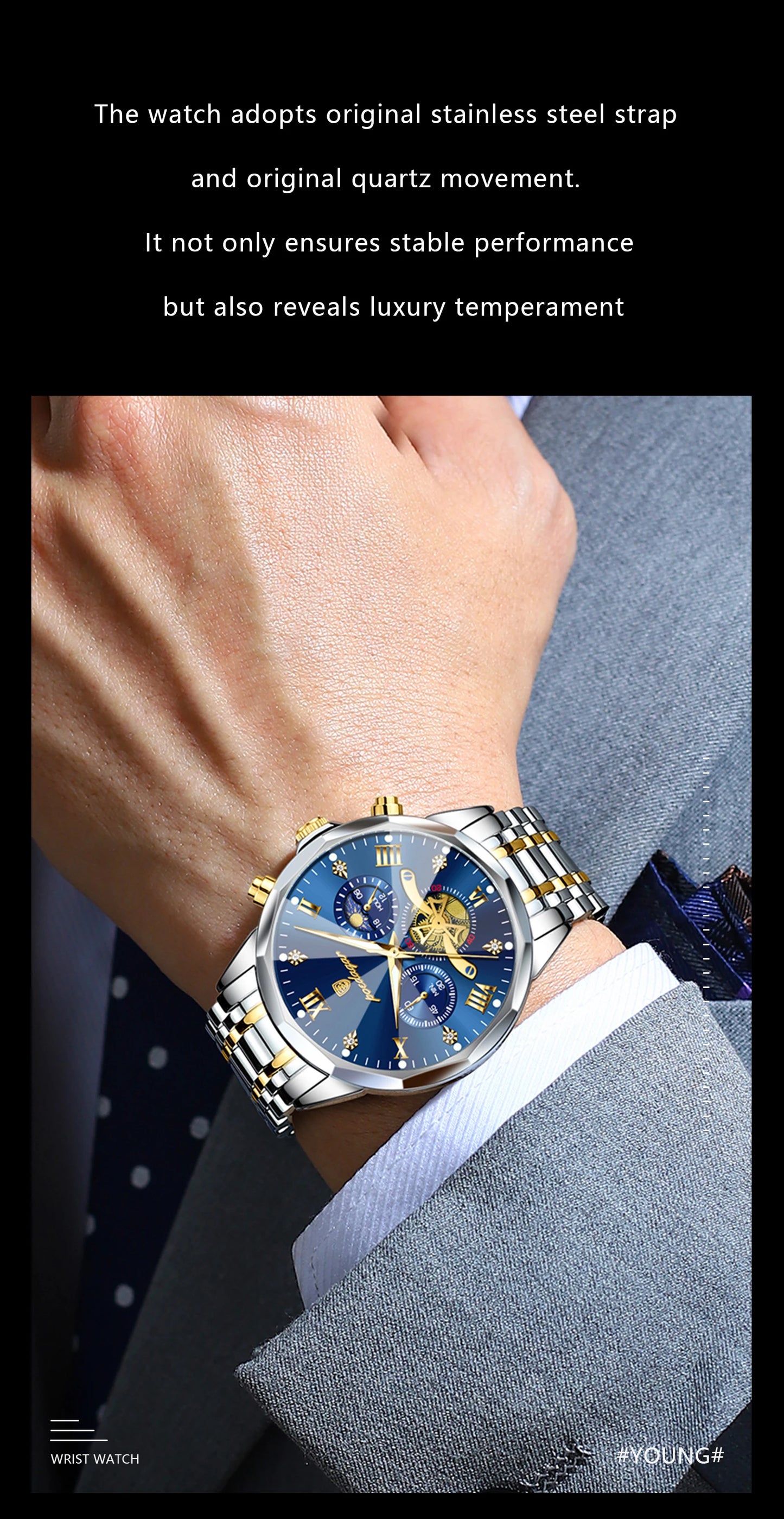 POEDAGAR Luxury Men's Quartz Watch – Waterproof Luminous Chronograph Stainless Steel Wristwatch (Model 938)
