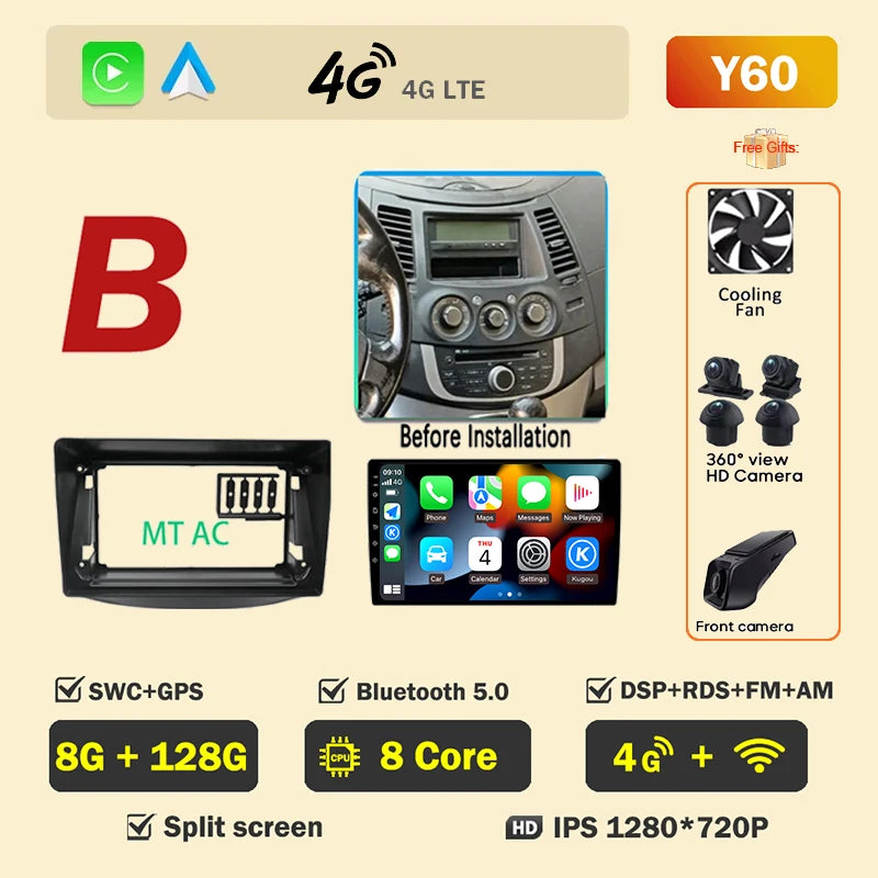 Android 16 Car Radio Player For Mitsubishi Grandis 1 2003 - 2011 Auto GPS Navigation Carplay Bluetooth DSP Wifi 5G NO 2din DVD