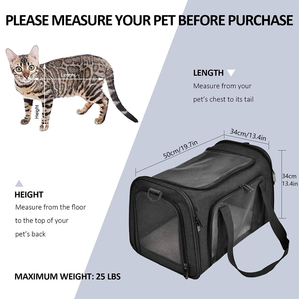 Soft-Side Dog Carrier Bag & Backpack – Airline Approved Pet Travel Bag for Small Dogs & Cats | M & L (Black, Gray)