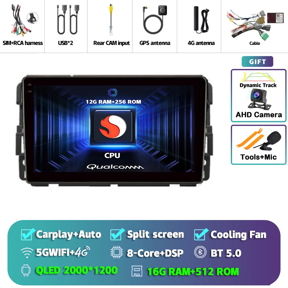 Android 16 Carplay Car Radio For Chevrolet Silverado Impala GMC Yukon Acadia Sierra Navigation GPS Multimedia Player stereo wifi