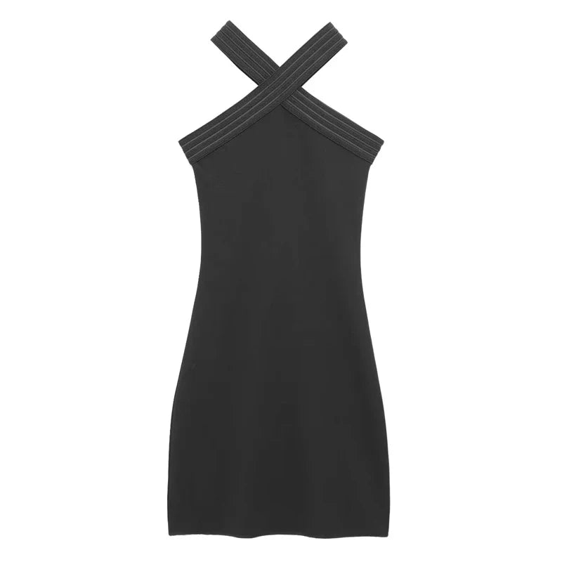 Women's Black Halter Bodycon Mini Dress - Backless Party Dress - photo 7