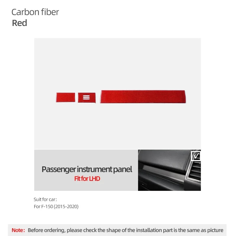 Carbon-Fiber Dashboard Panel Trim for Ford F-150 SVT Raptor 2015–2020