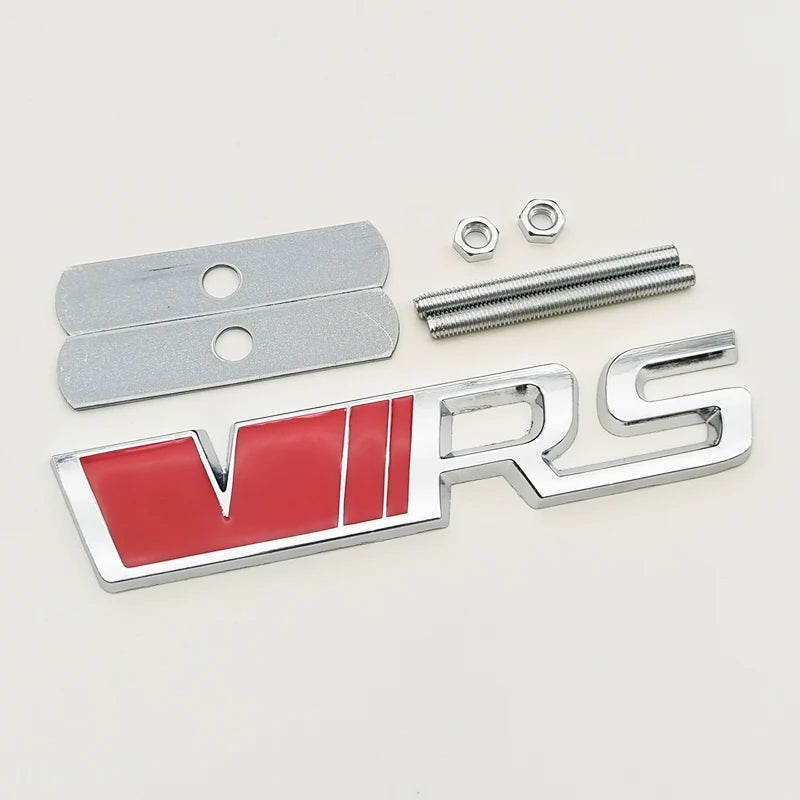 3d Metal RS Logo VRS Car Front Grill Emblem Rear Trunk Badge for Skoda VRS Octavia 1 2 3 Rapid Kodiaq Karoq Fabia Kamiq Superb