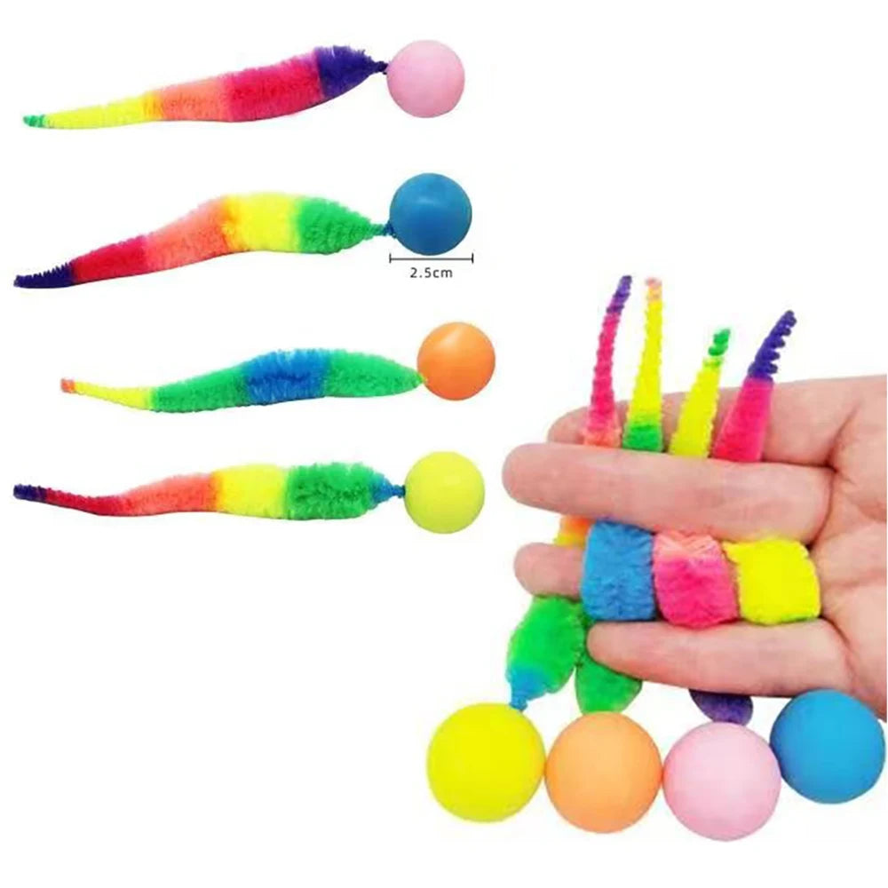 Bouncing Caterpillar Cat Toy - Colorful Elastic Teasing Ball – photo 6