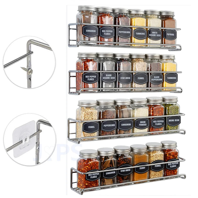 Wall-Mount Metal Spice Racks - Cabinet Door Organizer, 2 or 4 Pack - photo 5