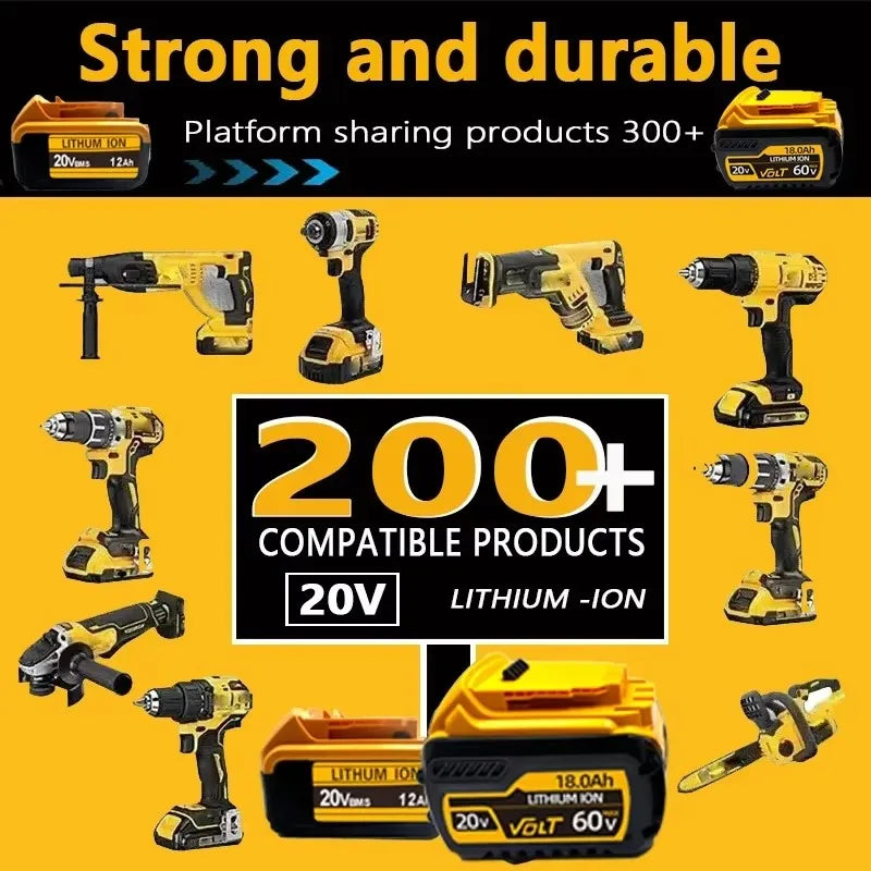 For DeWal Original 20V 12.0Ah MAX Battery Power Tool Replacement For DeWalt DCB184 DCB182 DCB200 20V 6A 18Volt 20v Battery.