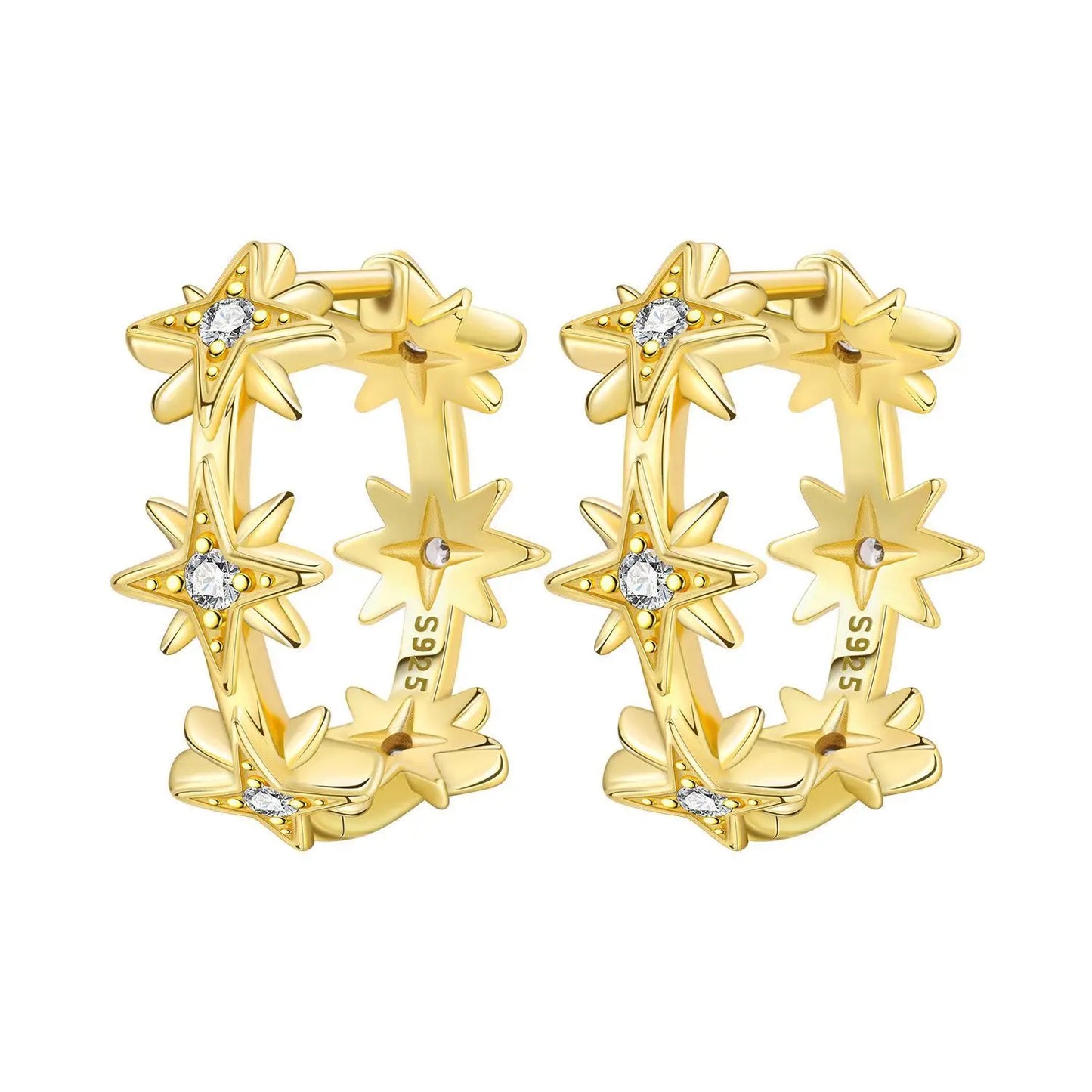 Original 2026 S925 Sterling Silver Zircon 18K Gold Lining Vintage Hoop Earrings for Women Birthday Party Wedding Gift Jewellery