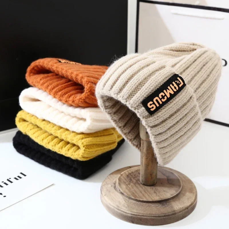 Unisex Crochet Knit Beanie - Soft Solid Color Winter Hat