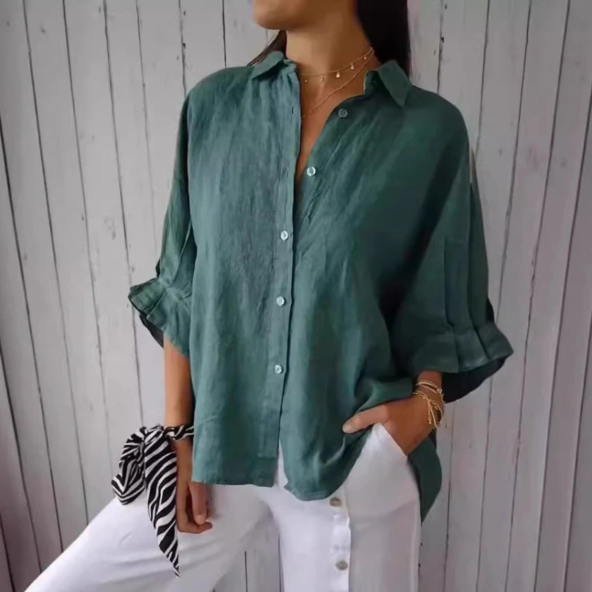 Women's Cotton-Linen T-Shirt — Loose Casual Short-Sleeve Summer Top