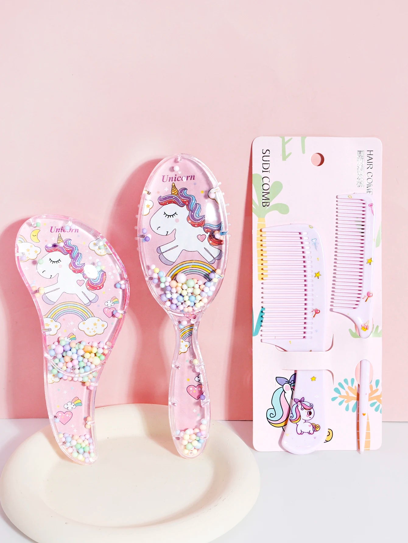 3pcs cartoon comb set, wet and dry dual-use, hair styling, suitable for any hair texture, gift set, special for real hair wigs