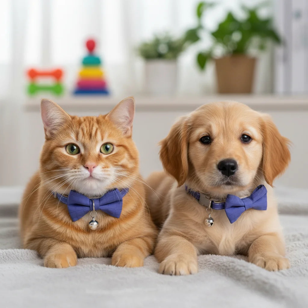 Pet Collar Adjustable 22-28cm Cat Collars Cute Bowknot Necklace Soft Bell Puppy Lead Pet Product Cat Dog Accessories