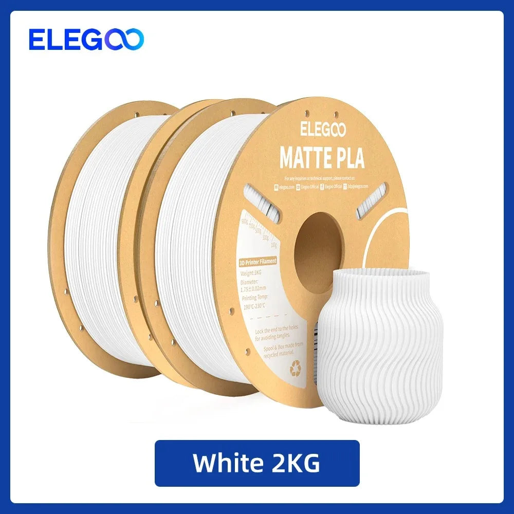 ELEGOO Matte PLA Filament 1KG,1.75mm FDM 3D Printer Filament Dimensional Accuracy +/- 0.02mm, 1kg Carboard Spool (2.2lbs)