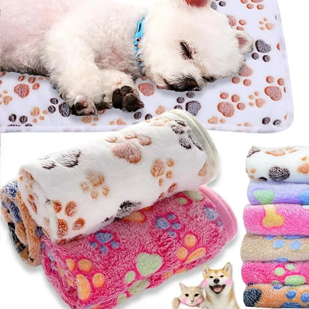 Thick Paw Print Pet Sleeping Pad - Warm Blanket for Cats and Dogs