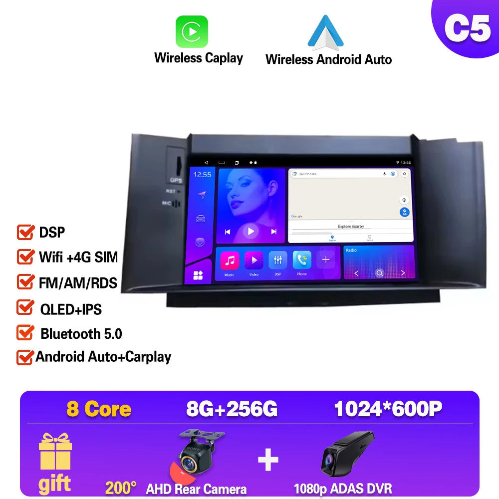 7" Car Stereo with Apple CarPlay & Android Auto, Compatible with Citroen C4, C4L & DS4