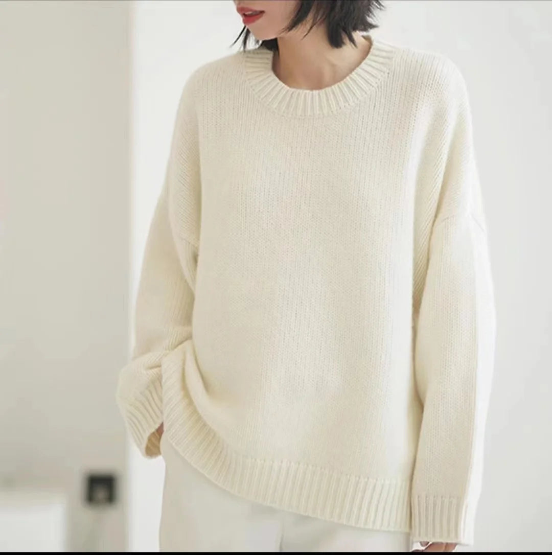 Women's Cashmere Loose Crew Neck Sweater
