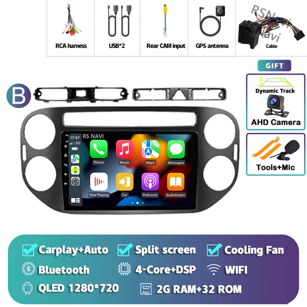 Car Stereo with Apple CarPlay & Android Auto, Compatible with VW Tiguan 1 NF (2006-2016)