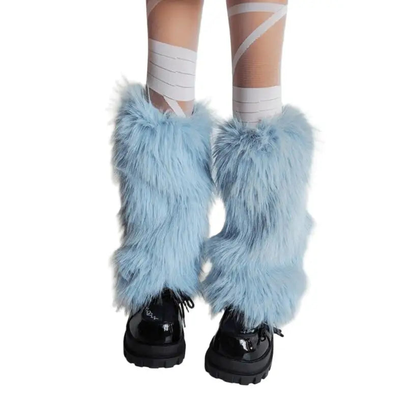 Women's Fuzzy Plush Leg Warmers - Footless Boot Toppers - photo 7