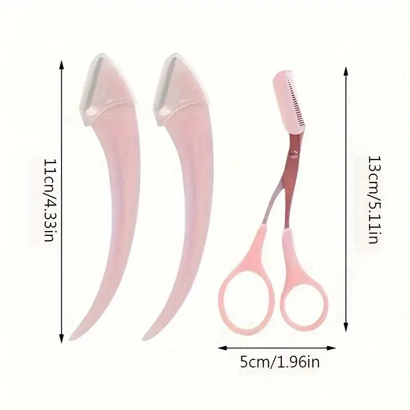 Eyebrow Trimmer Set, Curved Eyebrow Razor, Eyebrow Scissors With Comb, Convenient Easy Beauty Tools For Beginners