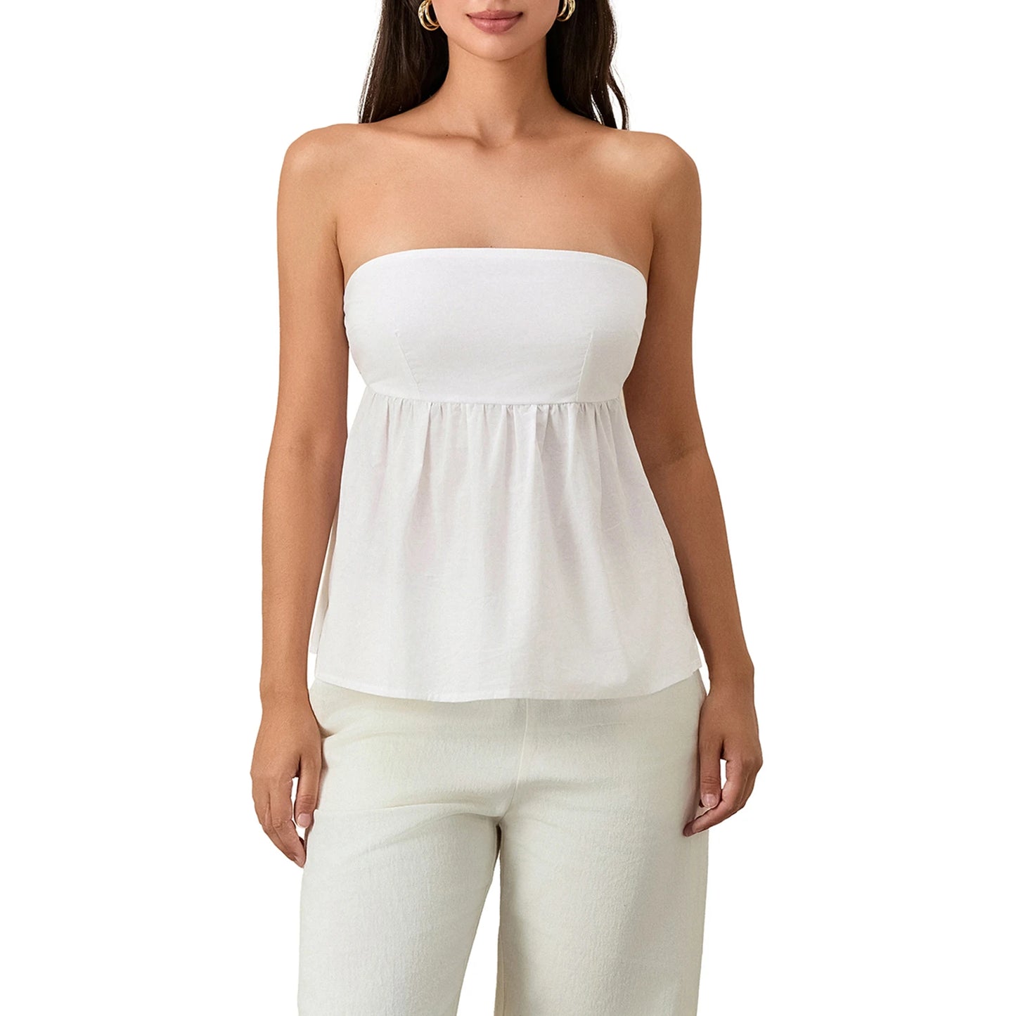 2026 Women Sexy Tube Top Summer Women Casual Tank Crop Tops Solid Color Elastic Design Backless Breathable Strapless Tops