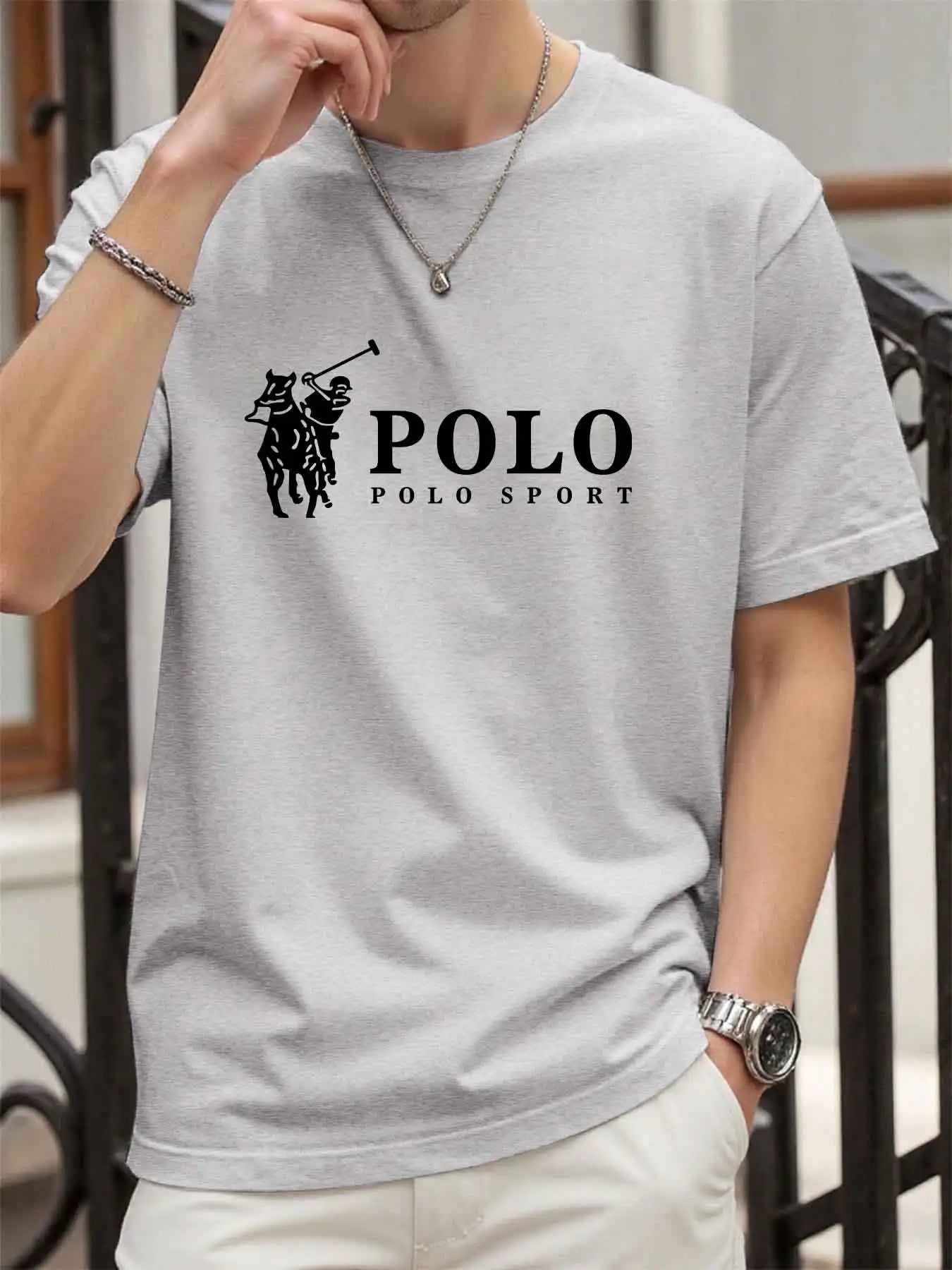 Men's 100% Cotton Print T-Shirt — Loose Fit Summer Sports Top