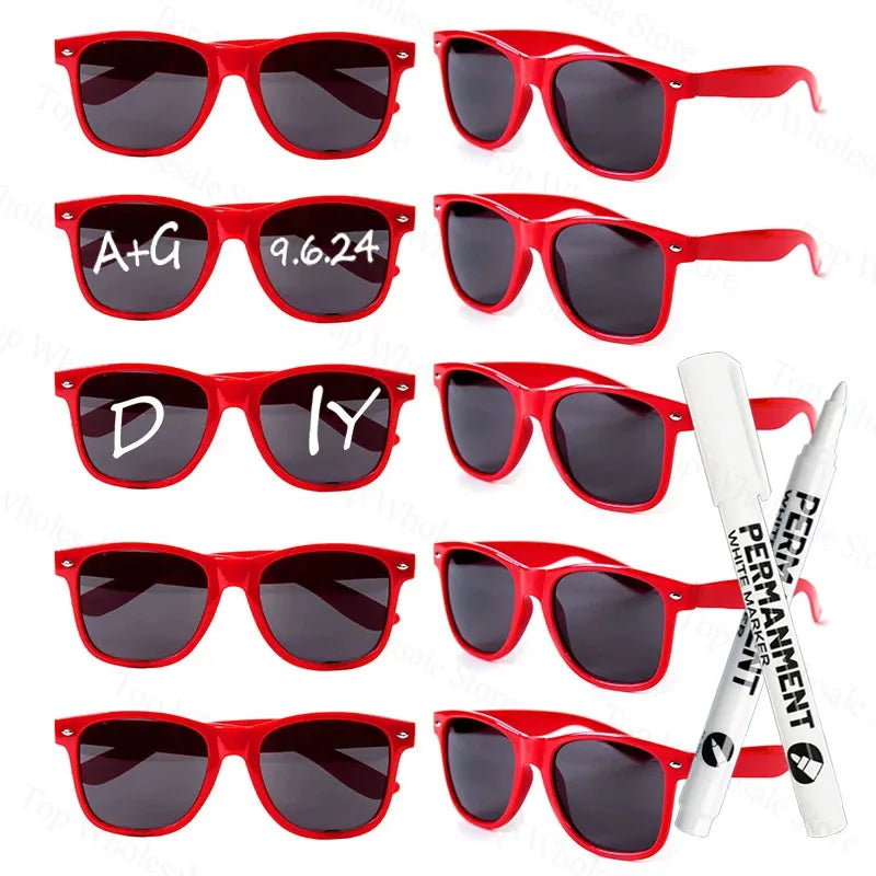 12-100 Pcs Wedding Personalized Sunglasses Bulk Custom Sunglasses with Paint Pens for Adult DIY Birthday Wedding Party Favors