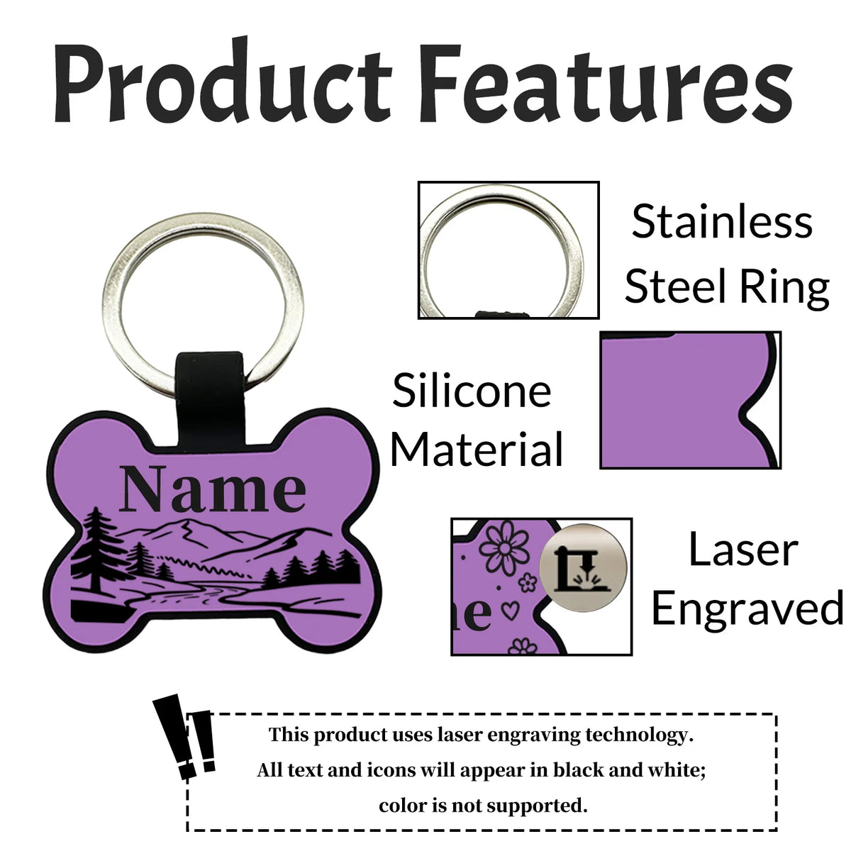 Silicone Bone Pet ID Tag - Double-Sided Engraved, Anti-Lost – photo 5