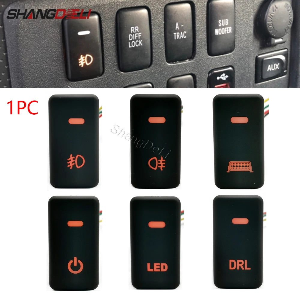 Car LED DRL Light Power On Off Front Rear Fog Lamp Spotlights Button Switch For Toyota FJ Land Cruiser Prado 120 LC100