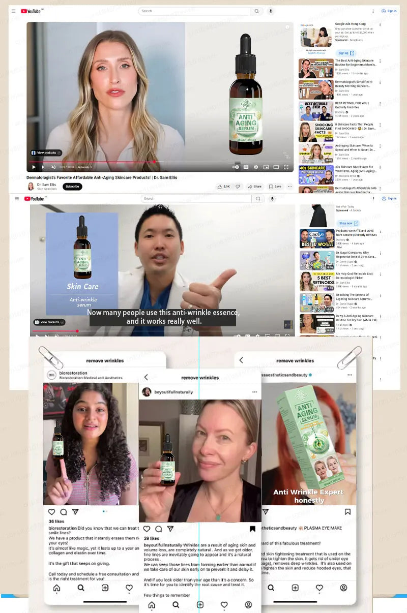 20 years younger, no fine lines