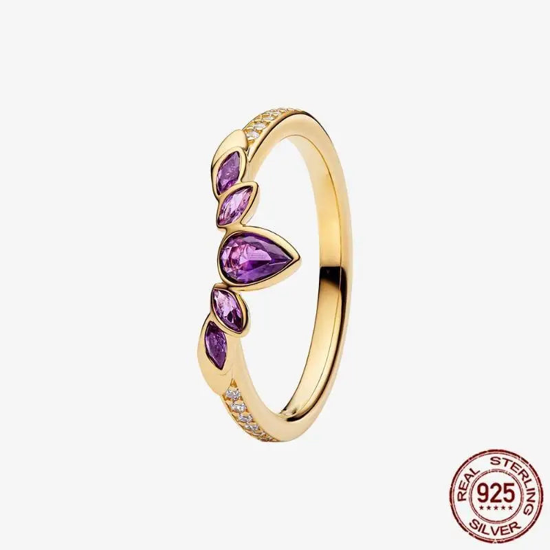 925 Sterling Silver Open Ring Style CZ Paved Heart Butterfly Flower Colorful Gemstone Ring For Women Daily Wear Jewelry Gift
