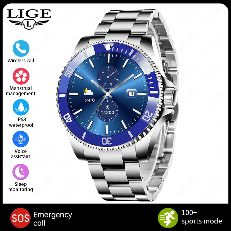 LIGE 2026 Luxury Smart Watch – Bluetooth Call, Health Monitoring & Multi-Sport | Men & Women Gift