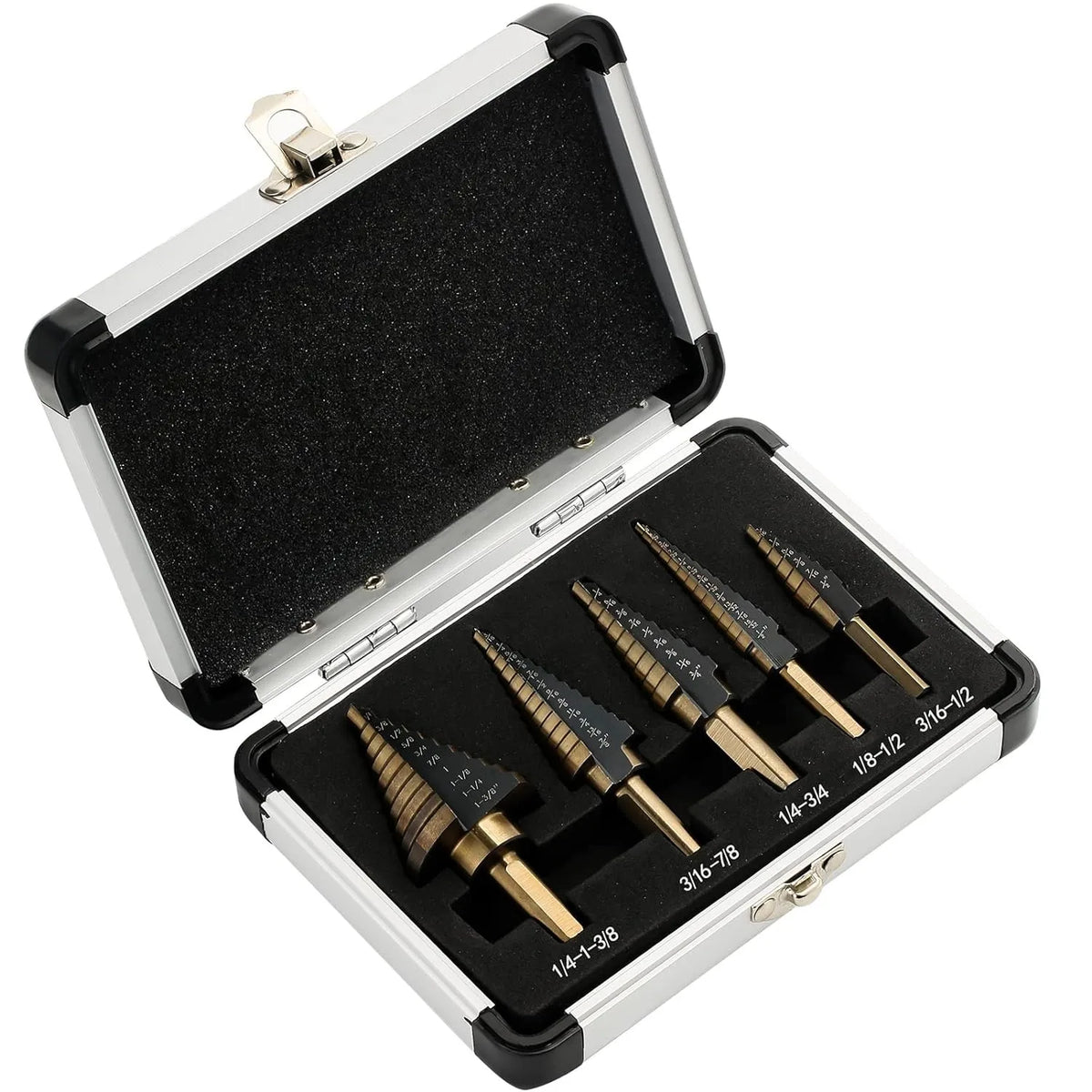HSS Cobalt Step Drill Bit Set, 50 Sizes with Aluminium Case