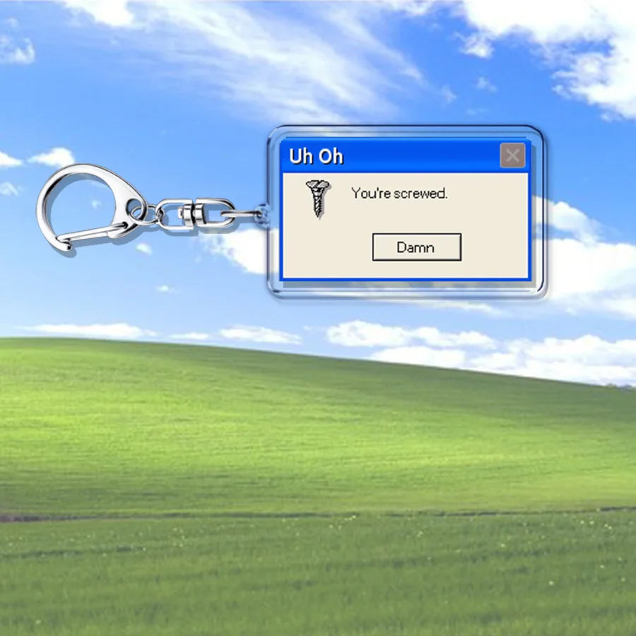 Creative XP Window Keychains for Accessories Bag Funny Task Failed Successfully KeyChain Ring Jewelry Fans Gifts Keyrings