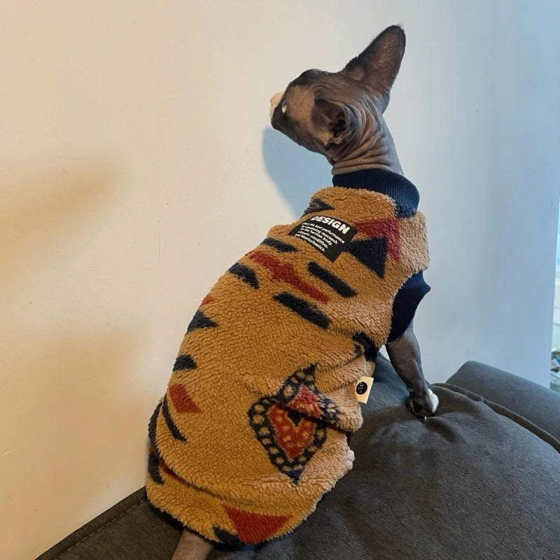 Short Sleeve Fleece Cat Sweatshirt - Warm Coat for Short-Legged Cats - photo 3