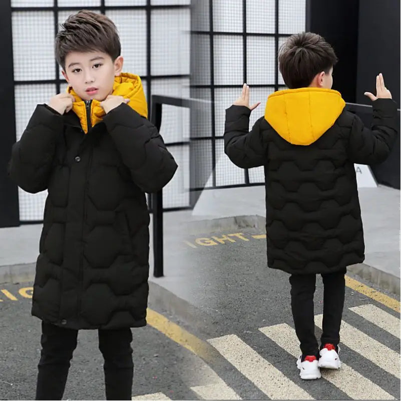 Kids Hooded Puffer Coat with Fur Collar - Mid-Length Winter Jacket - photo 6