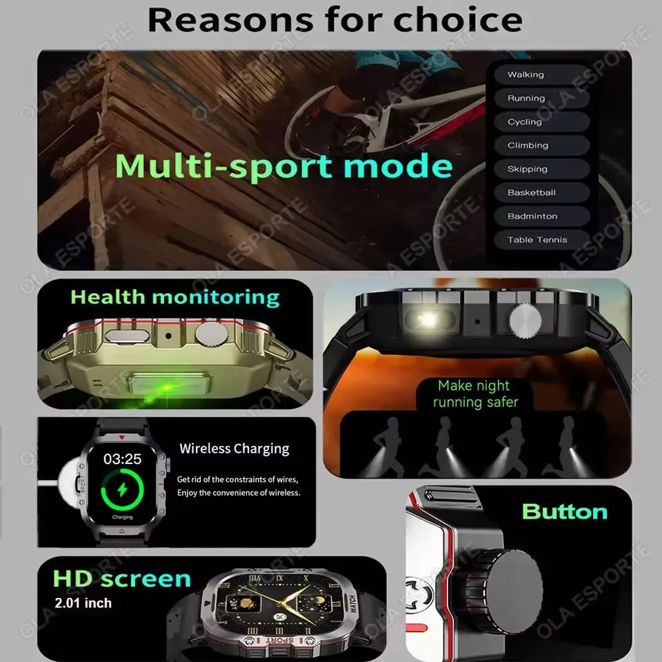 Military-Style Smart Watch — IP67, GPS, Outdoor Fitness Tracker