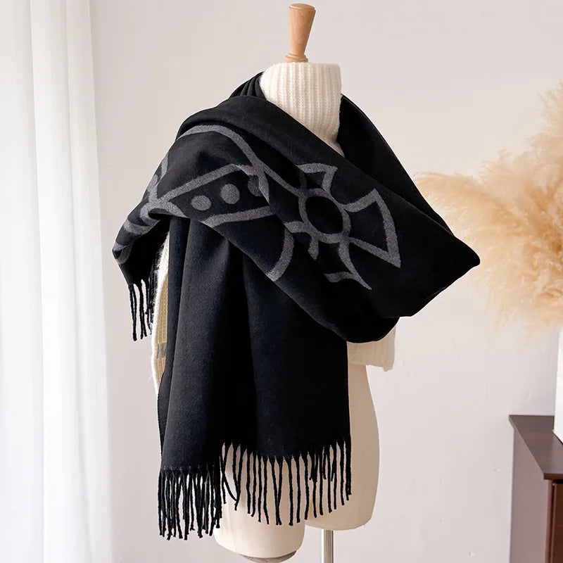 Women's Long Cashmere-Feel Scarf - Winter Wrap and Head Scarf