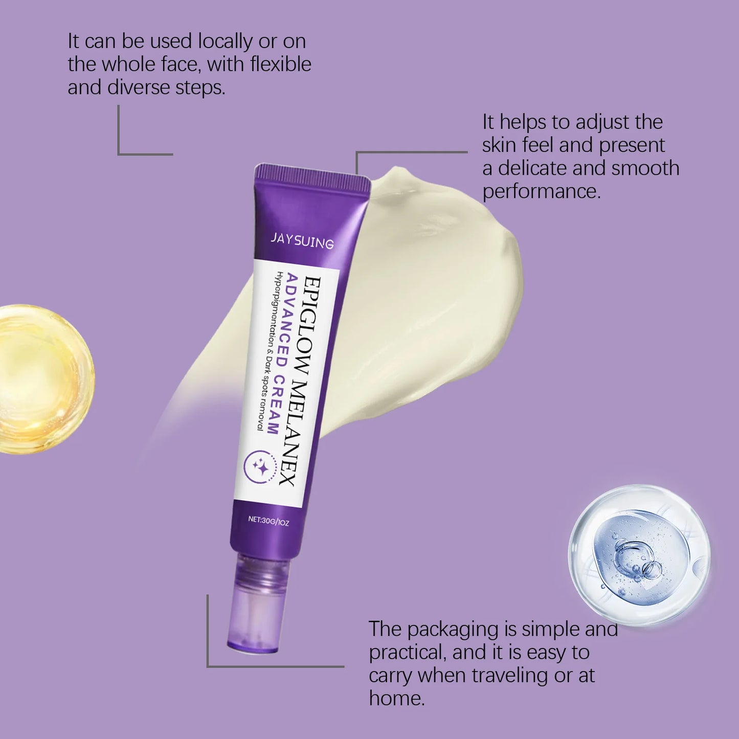 Subtle Glow Velvet Cream Creates a soft-focus effect that visually evens skin tone for a silky, polished appearance