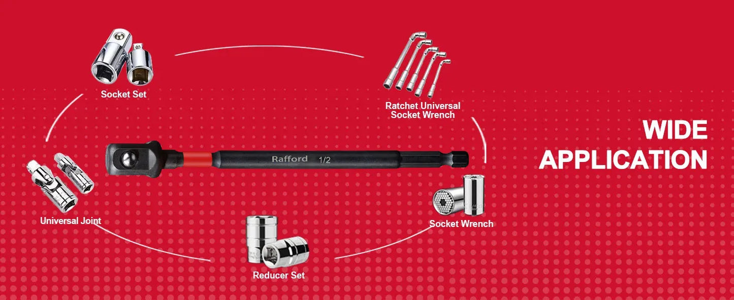 Rafford Impact Socket Adapter Set,1/4"3/8"and1/2"Drive,Extension Bit with Holder,Adapt Power Drill to High Torque Impact Wrench