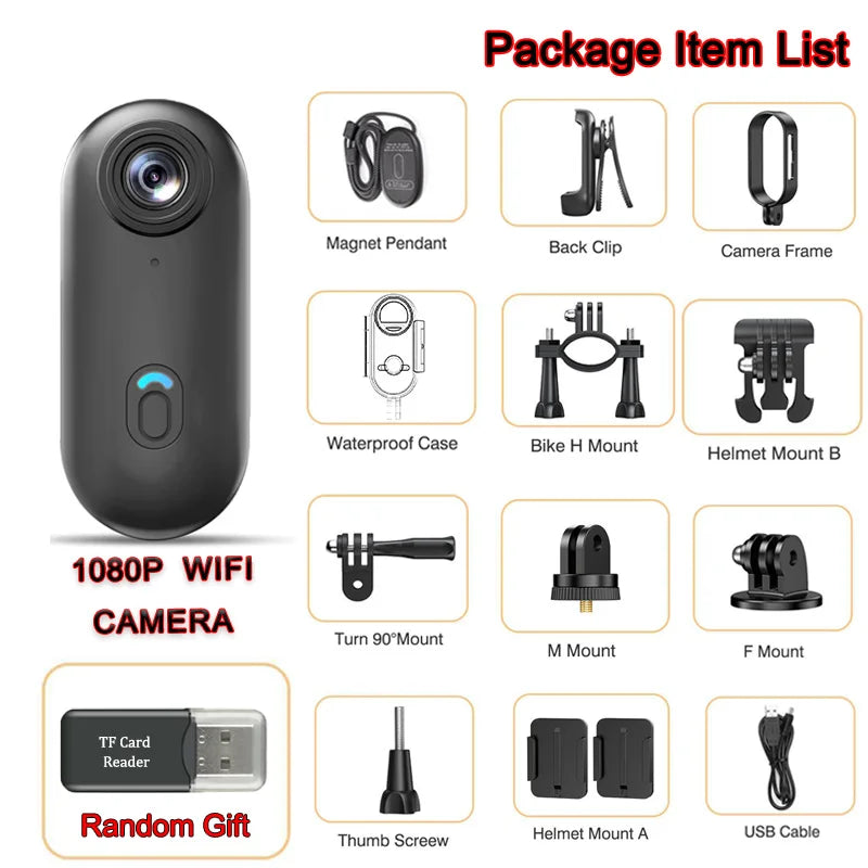 Wireless 4K Mini Body Cam — Waterproof Helmet & Bike Vlog Camera
