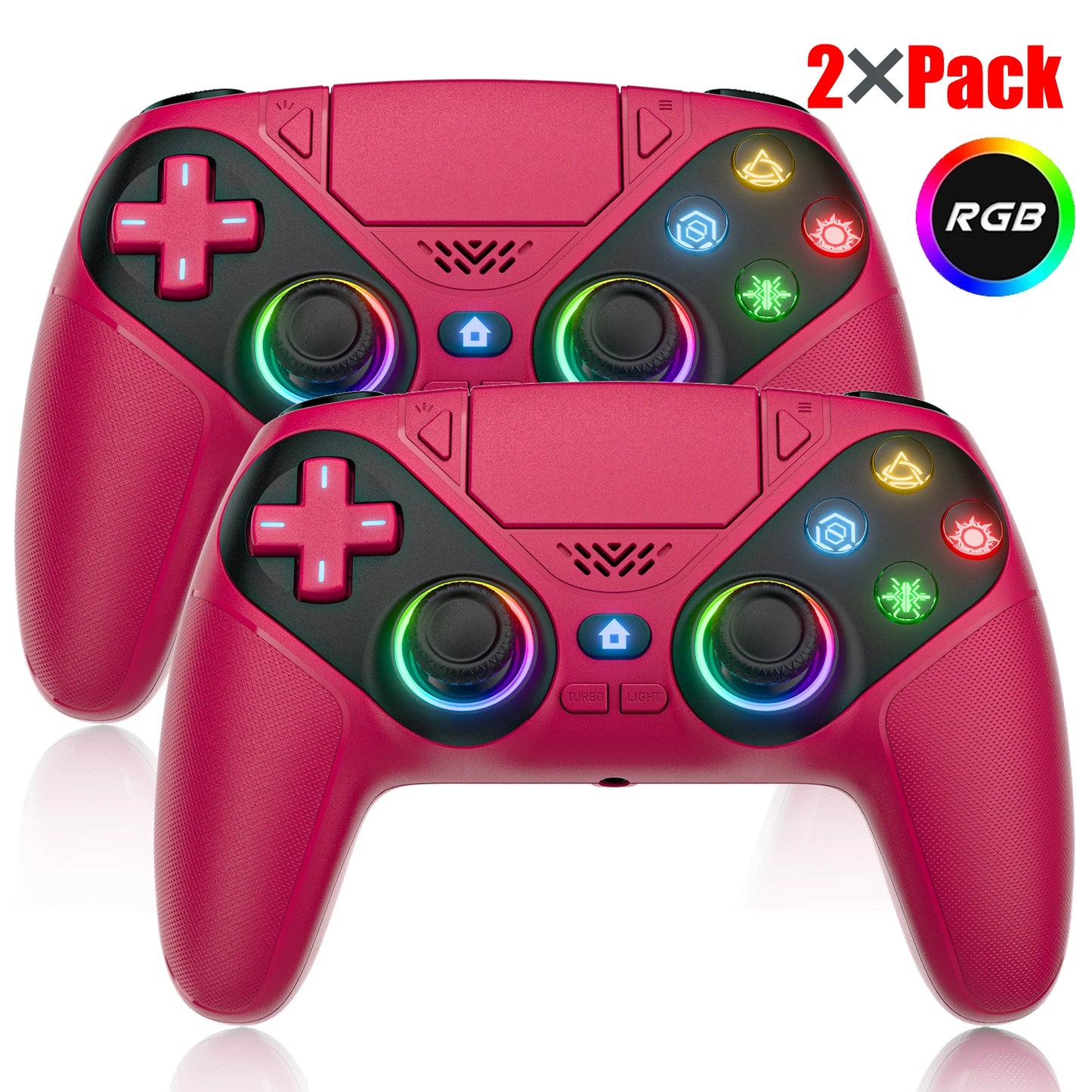 For Playstation 5/PS5/PS4/PC Game Controller,6 Axis Gyro RGB Wireless Gamepads 4-Level Shock Turbo Programmable Gaming Joystick
