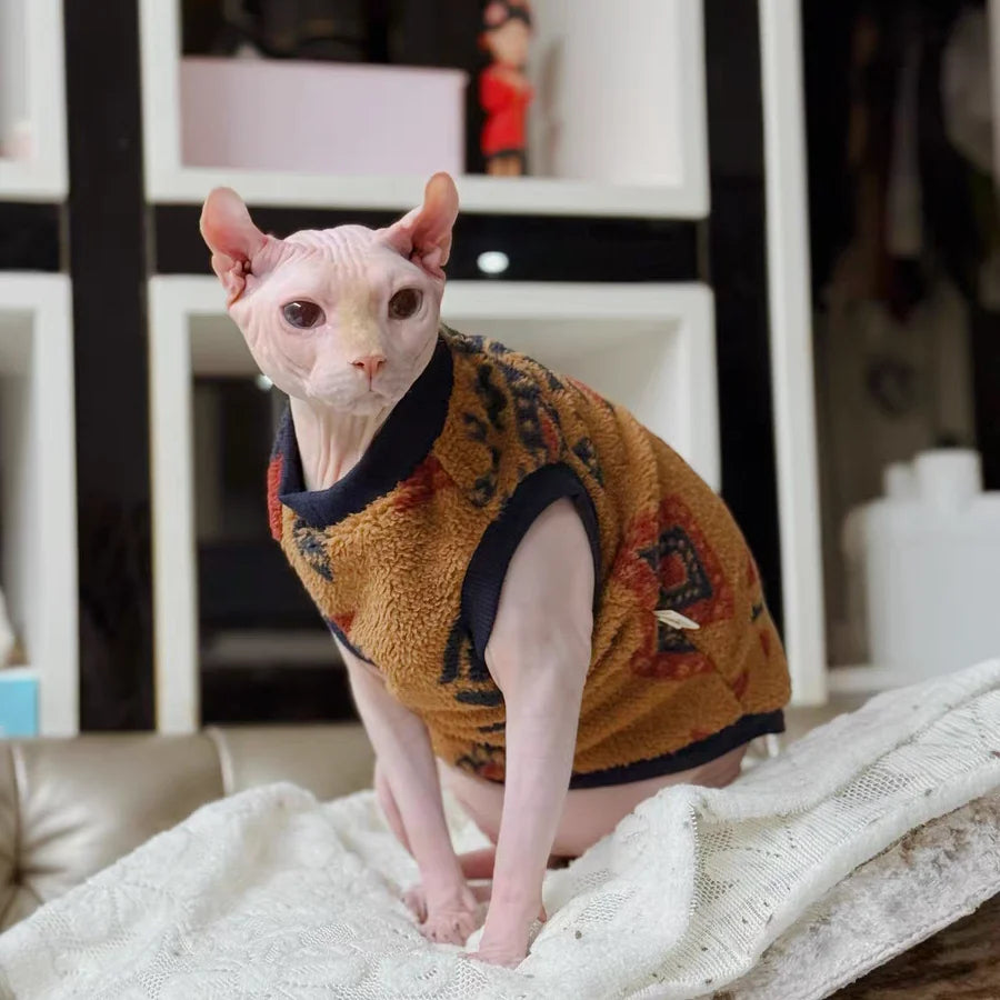 Short Sleeve Fleece Cat Sweatshirt - Warm Coat for Short-Legged Cats - photo 2