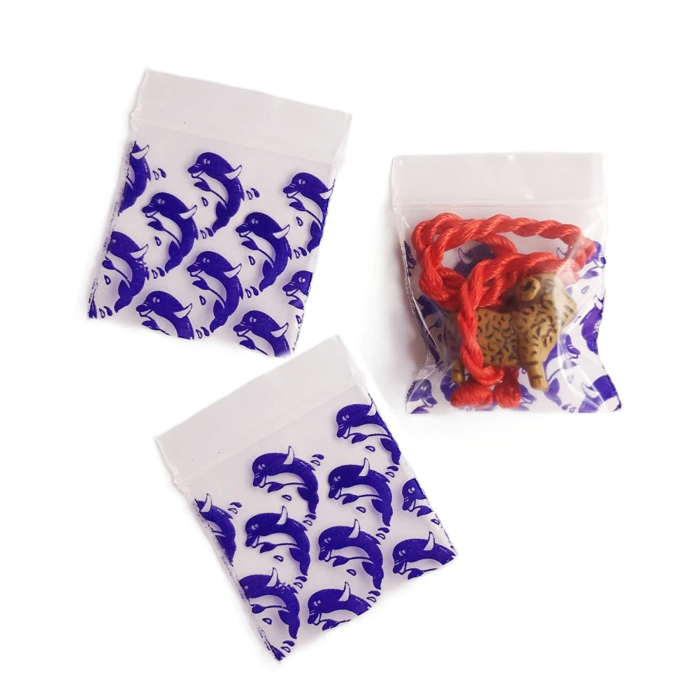 100pcs Mini Reclosable Storage Baggies - 1.25" Zip Craft Bags (Red Print)