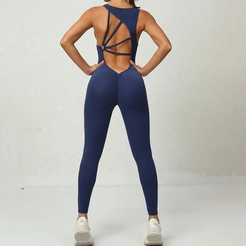 Cloud Rise Open-Back Yoga Jumpsuit — One-Piece Workout Romper