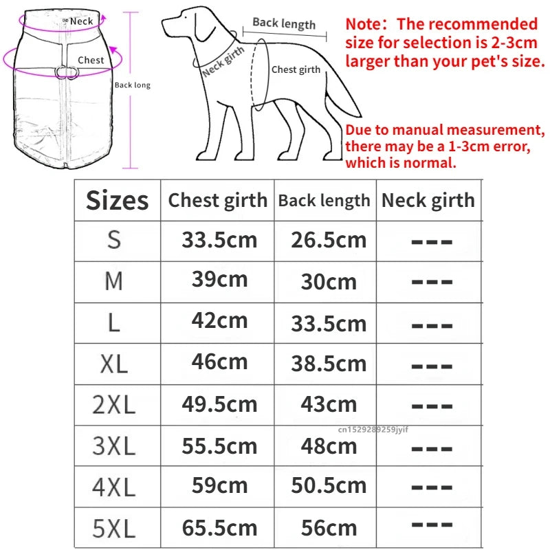 Winter Pet Clothes Warm Big Dog Coat Puppy Clothing Waterproof Pet Vest Jacket For Small Medium Large Dogs Golden Retriever