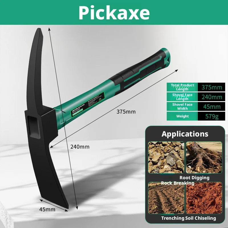 Multifunctional Garden Pickaxe Tool – Durable Hoe, Rake & Pickaxe for Digging, Planting & Weeding