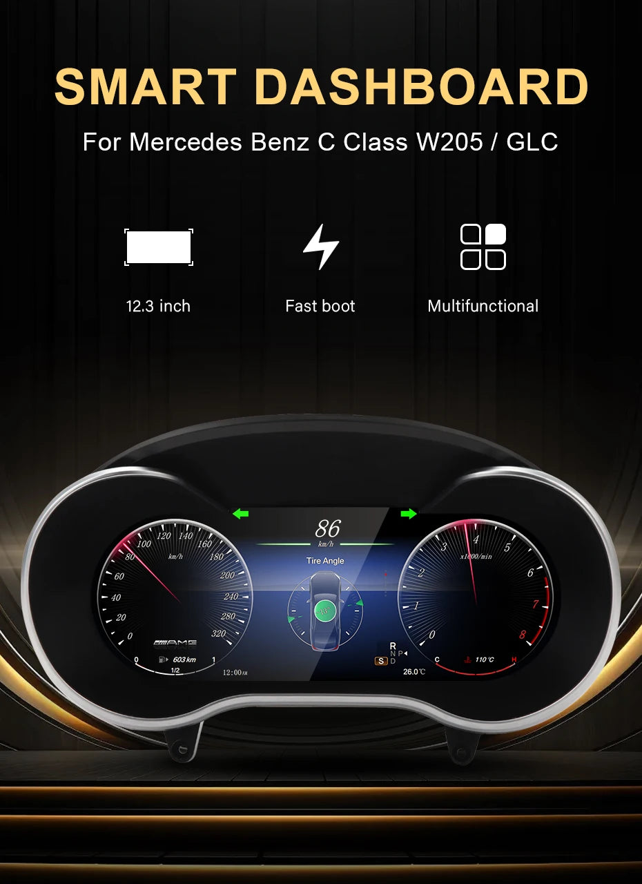 STWEI 2024 New Lcd Digital Dashboard Cluster Digital Speedometer For Mercedes Benz A Class W176 GLA CLA  C117 GLC W205 W212 W207